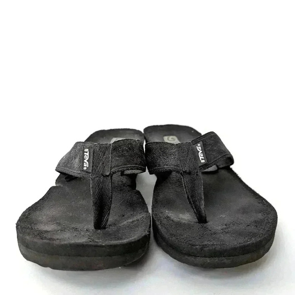 Teva Mush Black Wedge Flip Flop Sandals - Picture 5 of 11